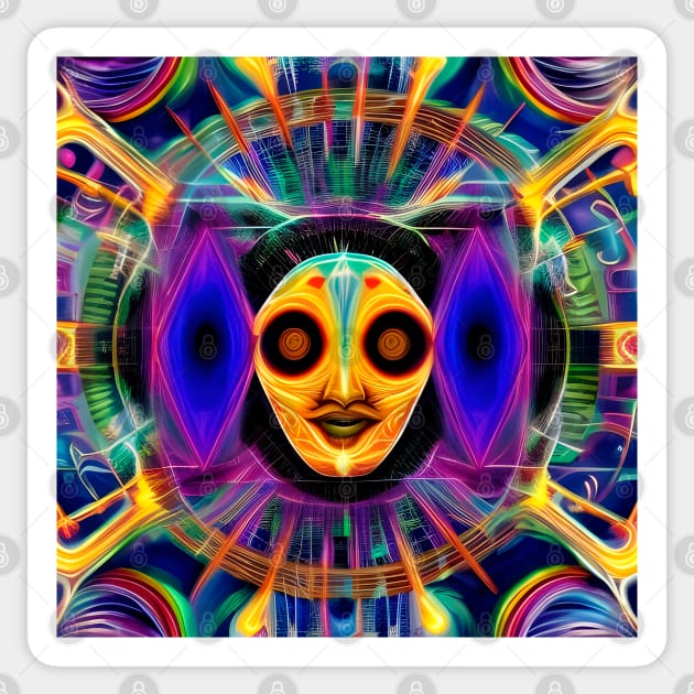 Dosed in the Machine (42) - Trippy Psychedelic Art Sticker by TheThirdEye